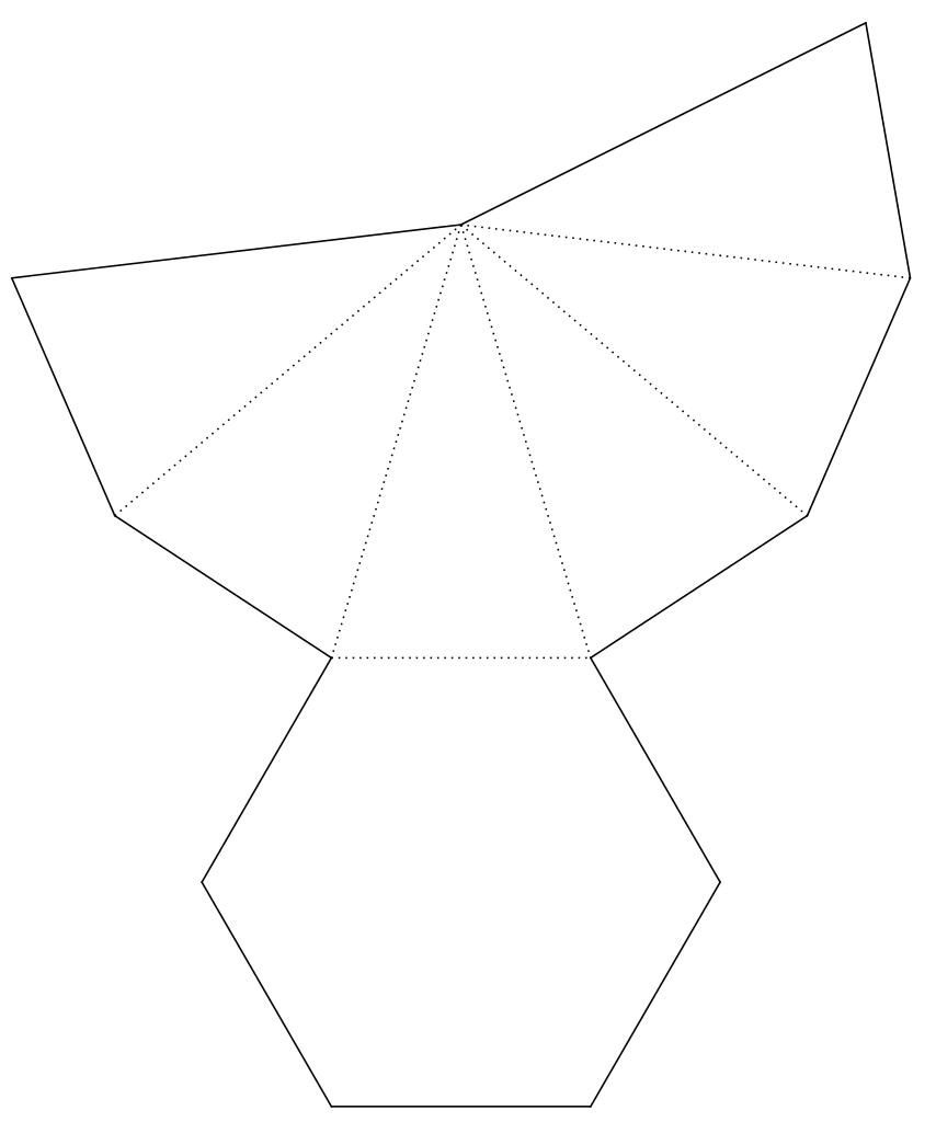 Правильная пятиугольная пирамида развертка